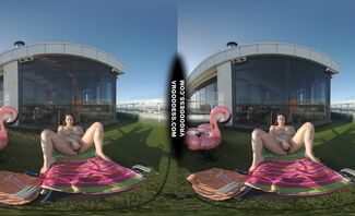 Vanessa Klein Jilling With Some Big Dildos For Deep Penetration Rooftop Bubble Sunbathing