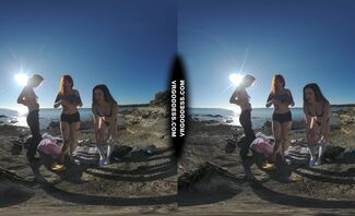 3 Hot Girls Getting Naked On Beach During Winter Making Fire Eating Bananas Dancing