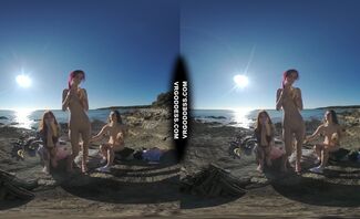 3 Hot Girls Getting Naked On Beach During Winter Making Fire Eating Bananas Dancing