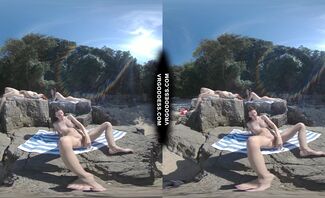 Rebeka Ruby Risky Nude Beach Dildo Masturbating On Vacation Nude Girls Background