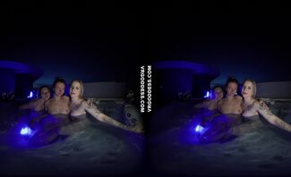 Three Of The Hottest Models Late Night Lesbians Playing In Rooftop Jacuzzi Lea Rebeka Ruby Melonie