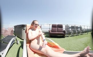 Babyhunters Touches Her Pussy While Sunbathing With Anal Plug In Her Ass Outdoors