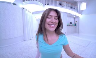Super Hot Brunette Strips for You in the White Studio Featuring Charlotte Mae