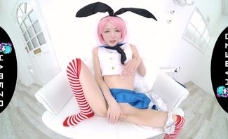 Skinny Little Bunny Yume Hanaoka Fucks Her Mouth and Pussy