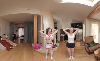 Home Fitness Party Lesbian Style featuring Roosa, Samantha Rouge