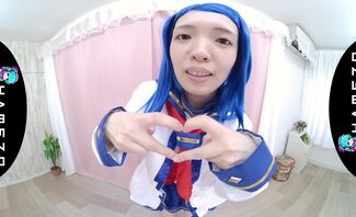 Blue-Haired Cosplay Babe Kotomi Hoshino Gets a Creampie in VR