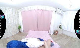 Blue-Haired Cosplay Babe Kotomi Hoshino Gets a Creampie in VR
